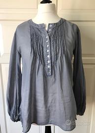 Camicetta Peacock Blue grigia ricamata nuova T.U