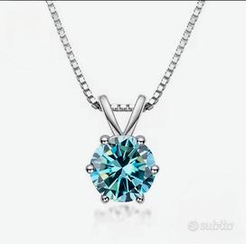 Collana argento 925 con pietra simil diamante