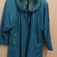 Cappotto lungo donna verde con pelliccia 