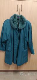 Cappotto lungo donna verde con pelliccia 