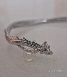 Bracciale rigido dragone in argento S925