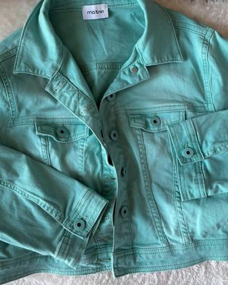 Giacca di jeans cropped Motivi, verde menta