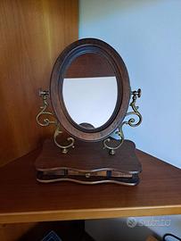 Specchio da tavolo vintage legno e ottone