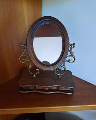 Specchio da tavolo vintage legno e ottone