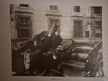 riproduzione vecchia Foto di un Brumista a Milano 