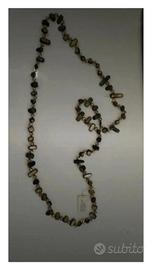 Collana madreperla vetro verde e rosa 