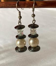 orecchini con ematite e perle anni '80