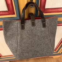 Borsa SUD in lana cotta grigio/arancio. Nuova