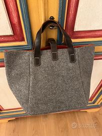 Borsa SUD in lana cotta grigio/arancio. Nuova