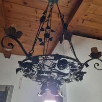 Antico Lampadario ferro battuto