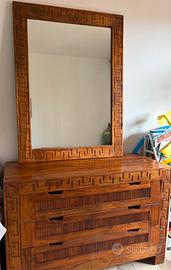 Cassettiera con specchio in legno massello