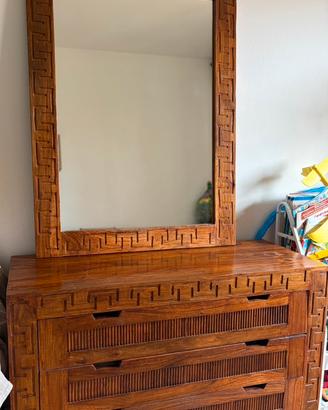 Cassettiera con specchio in legno massello
