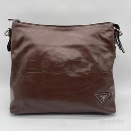 BORSA DONNA PRADA HOBO MARRONE PELLE