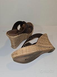 Sandali zeppa Riviera pelle cuoio Made in Italy sa