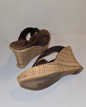 Sandali zeppa Riviera pelle cuoio Made in Italy sa