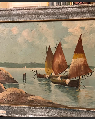 MAESTOSOdipintoOLIO"PaesaggioMARINA"diVILLAanni'40