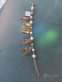Bracciale Charms Beauty & Makeup con Perle oro