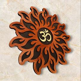 mandala simbolo Ohm in legno