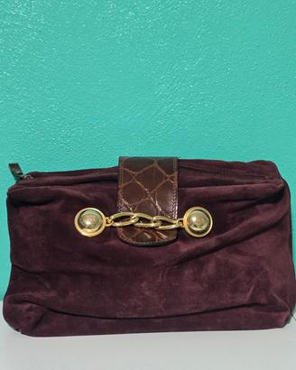 Pochette Vintage Bigli in camoscio,  Made in Italy