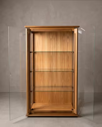 Coppia Vetrinette da Esposizione in Legno e Vetro