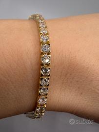 Bracciale tennis in oro giallo 18kt e diamanti