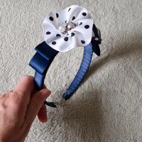 Cerchietto con fiocchi blu e pois