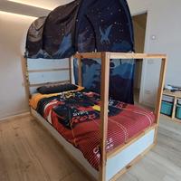 Letto IKEA KURA reversibile 90x200, bianco/pino