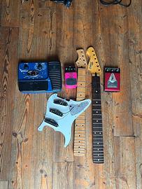 Lotto parti chitarra manici, pedali, pickup
