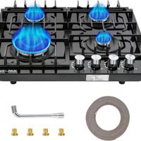 Piano Cottura 4 fuochi Gas Incasso 60cm in Vetro