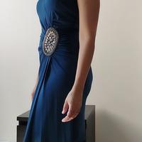 Abito smanicato blu pavone