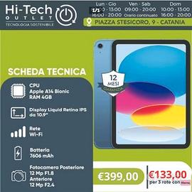 iPad 10 64GB WiFi 10,9" Ricondizionato