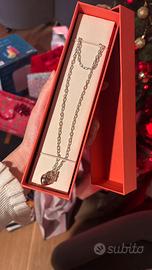 Collana DoDo cuore oro rosa &argento con scontrino