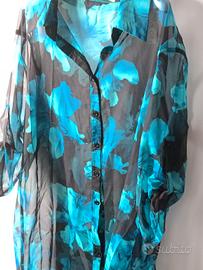 Camicia lunga motivo floreale tessuto tipo chiff