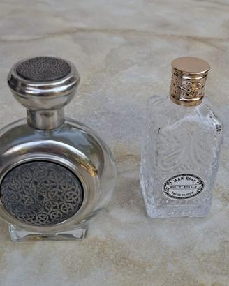 Due bottiglie vuote di profumi BOADICEA e ETRO.