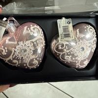 Pallinea in vetro a forma di cuore rosa