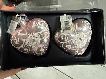 Pallinea in vetro a forma di cuore rosa