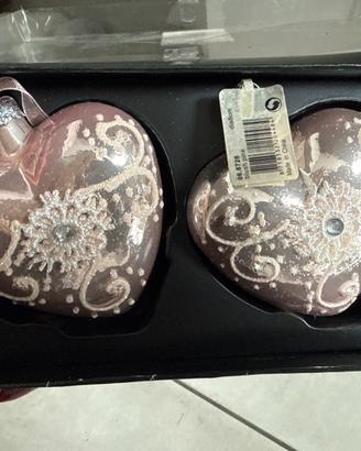 Pallinea in vetro a forma di cuore rosa