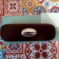 Portapenne in legno e placca in argento