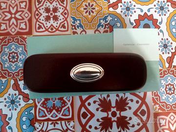 Portapenne in legno e placca in argento