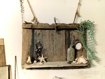 Mensola quadro vecchio legno di barca