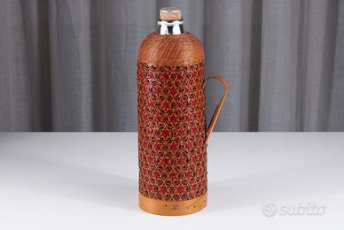 Thermos anni '60 in Rattan Intrecciato a mano
