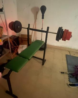 Set palestra home gym panca piana bilanciere