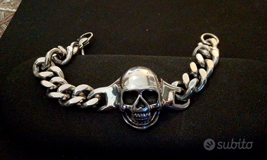 Bracciale , Catena Spessa con teschio in acciaio
