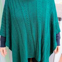 Mantella poncho donna verde smeraldo tg 44-46