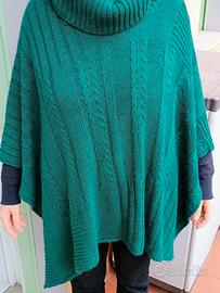 Mantella poncho donna verde smeraldo tg 44-46