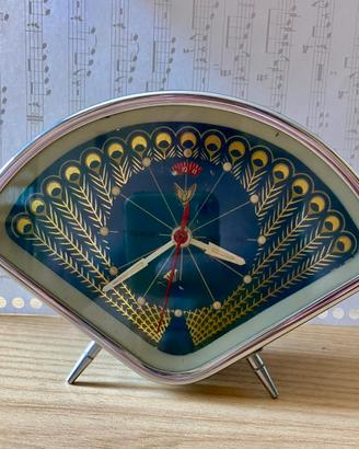 Sveglia vintage con disegno pavone