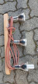 Applique a 3 faretti com base legno vintage 