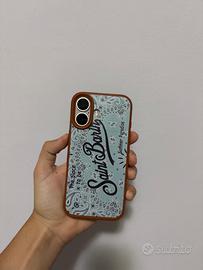 Cover custodia iPhone 16 bandana e bordo cuoio San