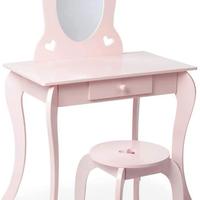 TOELETTA TAVOLO DA TRUCCO PER BAMBINE CON SGABELLO