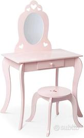 TOELETTA TAVOLO DA TRUCCO PER BAMBINE CON SGABELLO